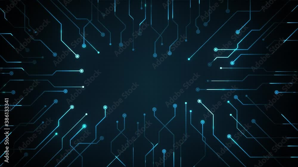 Abstract Cyber Technology Chipset Motherboard Background Animation/ 4k animation of an abstract computer motherboard chipset technology background with glowing autofill reveal effect