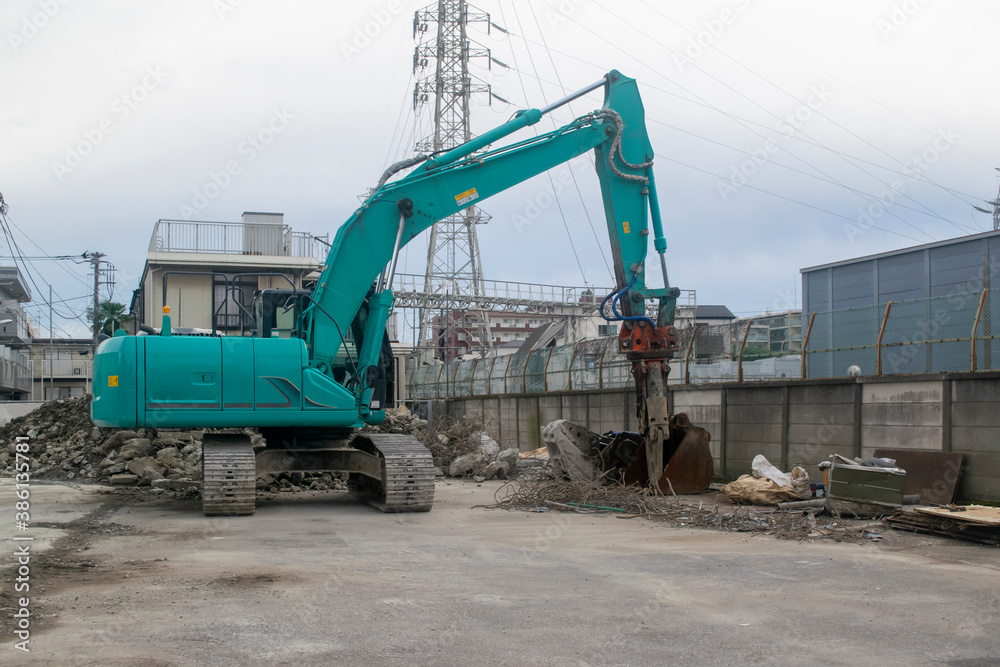 解体現場の建設機械 解体現場の建設機械