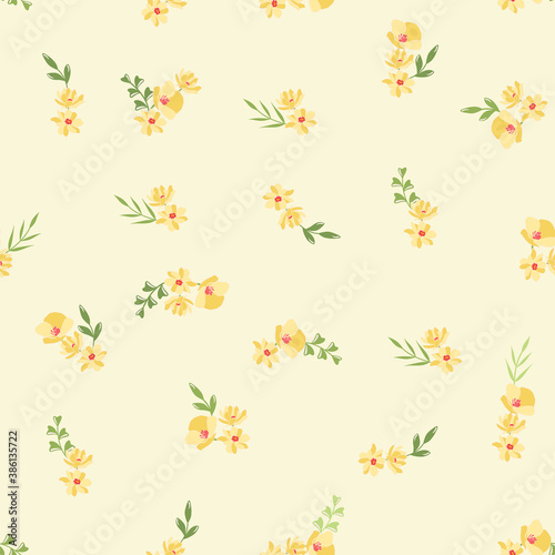 Beautiful pattern with yellow Flower bunch, Flower bunch pattern background, Seamless pattern background