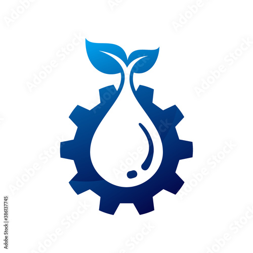 droplet with gear illustration vector icon