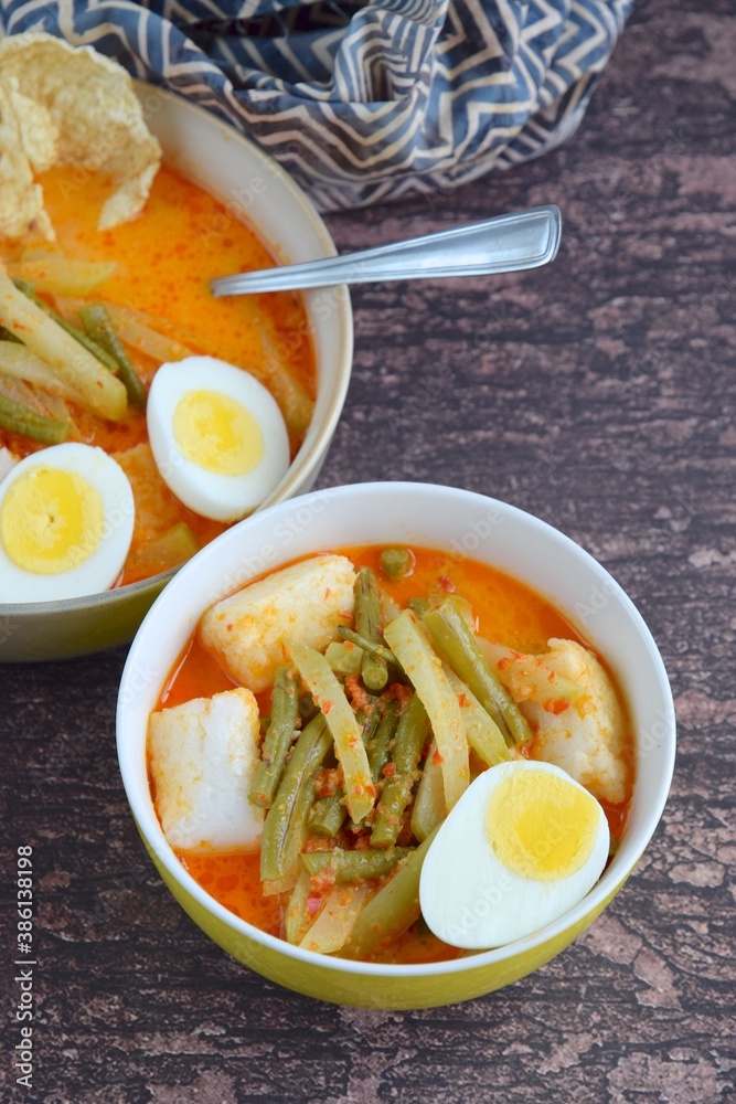 Lontong Sayur Indonesian Cuisine Compressed Rice Cake Or Lontong With Vegetables Chayote And 9693