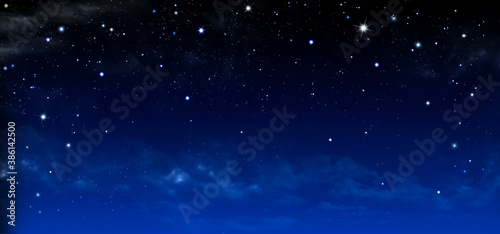 Nebula and stars in night sky - Blue Space background	