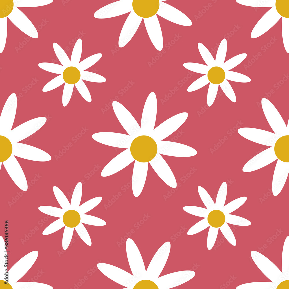 Colorful vector flowers seamless repeat pattern print background design