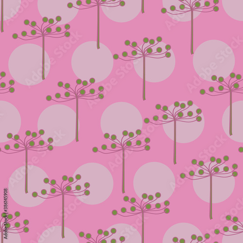 Colorful vector flowers and polkadots seamless repeat pattern print background design