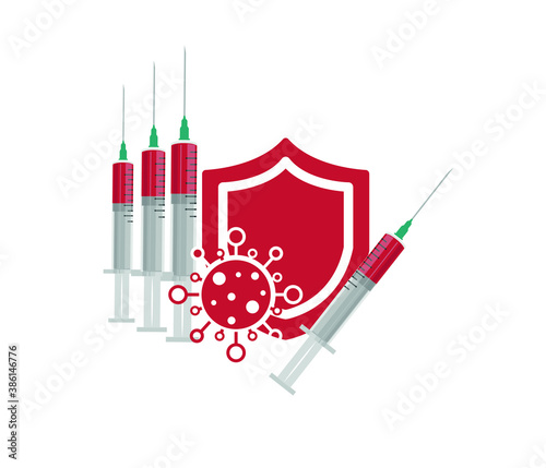 vaccine and virus symbol. vector medical concept for banner, background, web, design element.
