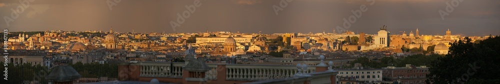 Panoramic view of Rome at sunset