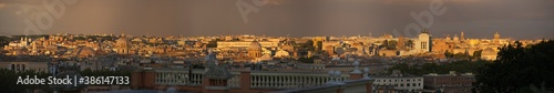 Photography Panoramic view of Rome at sunset