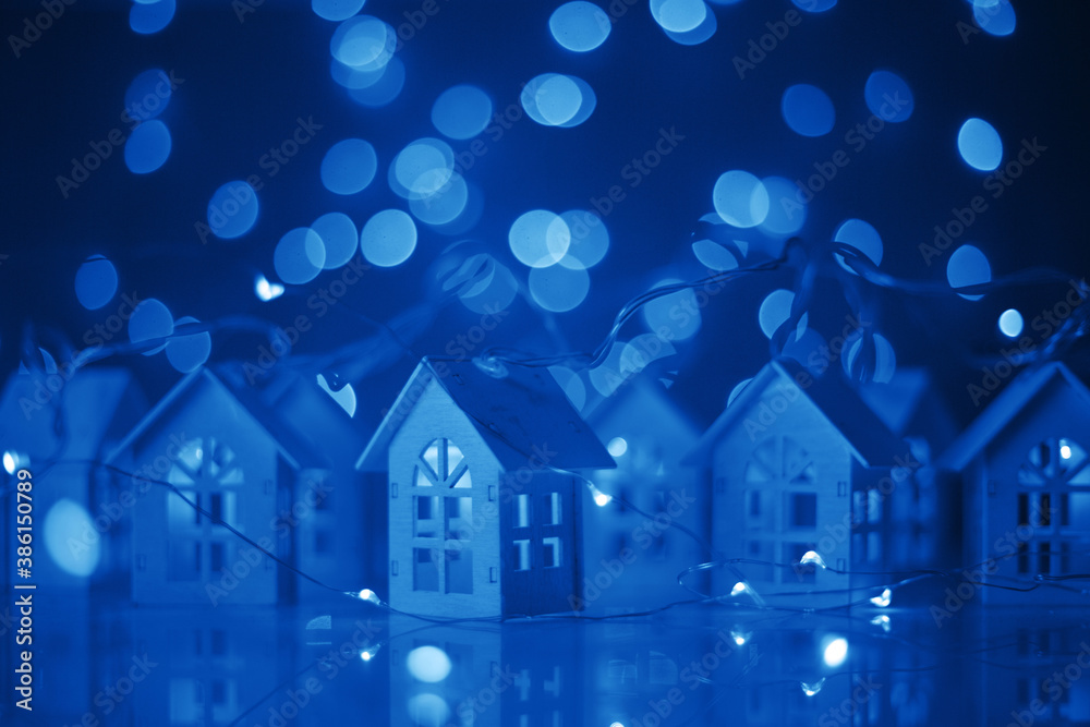 Glowing houses Christmas card Glowing houses Christmas card