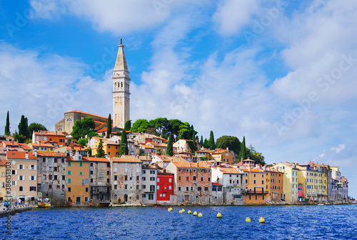 View of colorful old town and picturesque harbour of Rovinj, Istrian Peninsula, Croatia, Europe 