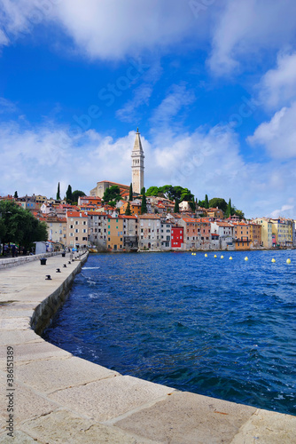 View of colorful old town and picturesque harbour of Rovinj, Istrian Peninsula, Croatia, Europe