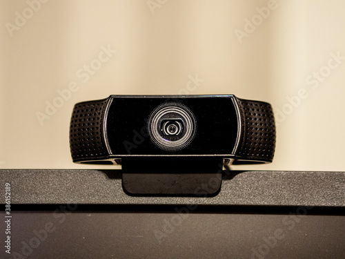 Tableau sur toile A black generic web camera on top of a screen