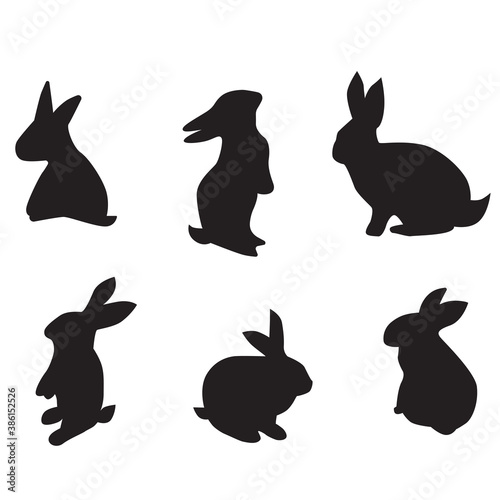 Beautiful rabbit silhouette art vector illustration