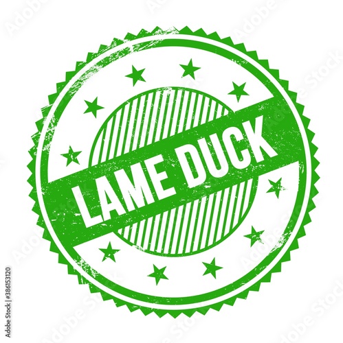 LAME DUCK text written on green grungy round stamp. photo