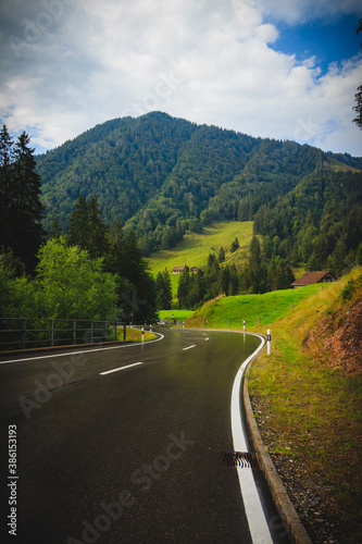 wet street in appenzeller land