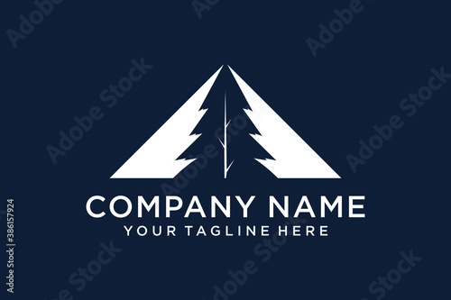 Mountain and pine tree logo abstract