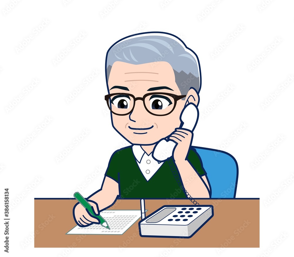 White-haired man in green short sleeves White-haired man in green short sleeves