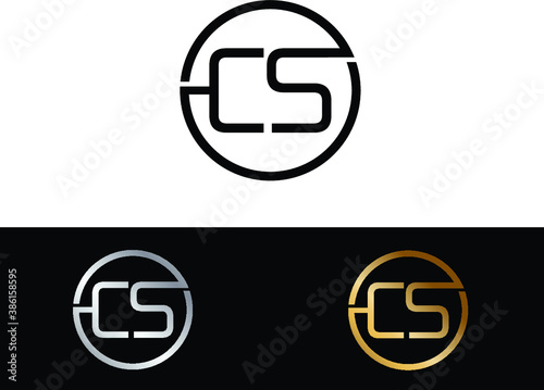 CS Circular Letter Logo with Circle Design and Black red gold color