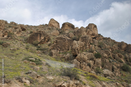  yerevan armenia rocks temples attractions rocks stones plains grass trees summer nature excursion suburb travel