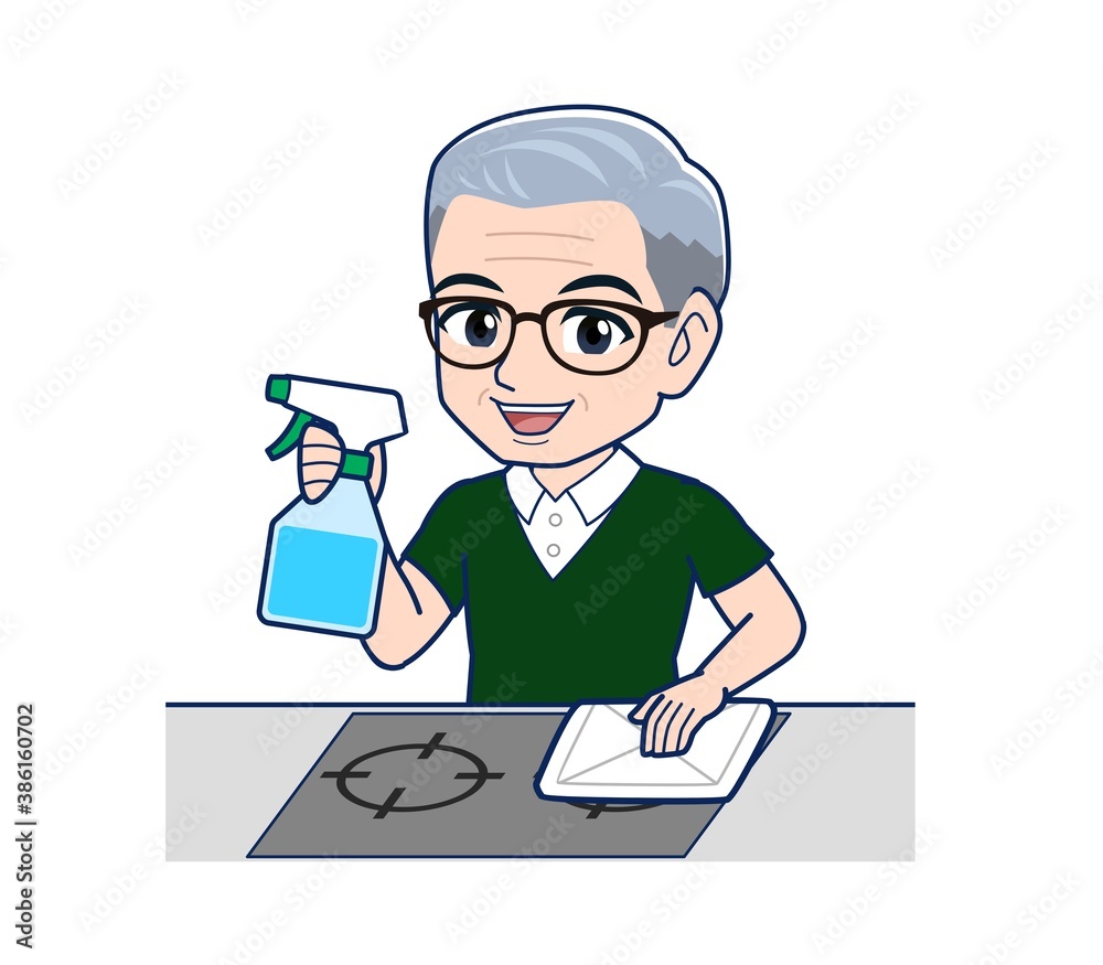 White-haired man in green short sleeves White-haired man in green short sleeves