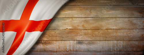 English flag on vintage wood wall banner