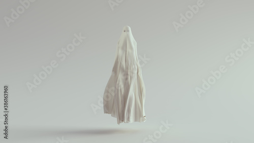 White Ghost Spirit Floating Long Death Shroud Blowing in the Wind 3d illustration