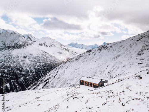 Olpererhütte in the Austrian alps during winter. photo
