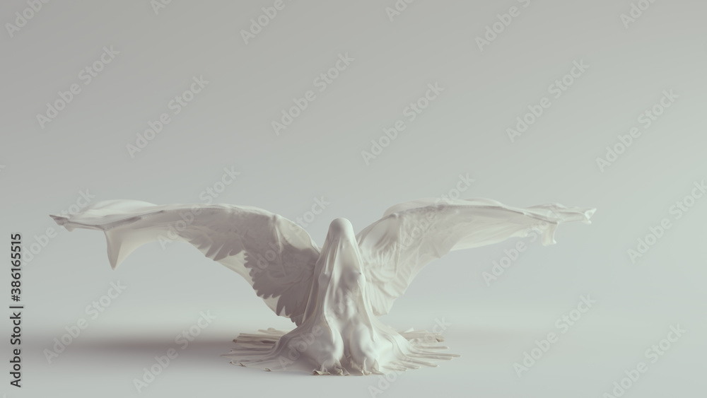Evil Spirit with Wings Sitting Down Leaning Back 3d Illustration - obrazy, fototapety, plakaty 