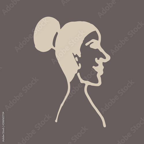 Half face silhouette. Vector hand drawn ink illustration. People's head side view. Simple line art portrait
