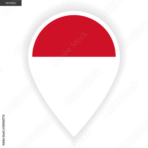Free Download Indonesia marker icon with shadow on white background. Indonesian pin icon isolated on white background - GFXLoad