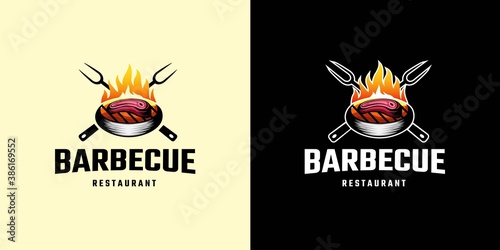 Barbecue the grill logo template