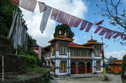 Darjeeling, India - October 2020: The Bhutia Busty Monastery in Darjeeling on October 14, 2020 in West Bengala, India. photo