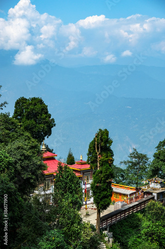 Darjeeling, India - October 2020: The Bhutia Busty Monastery in Darjeeling on October 14, 2020 in West Bengala, India.