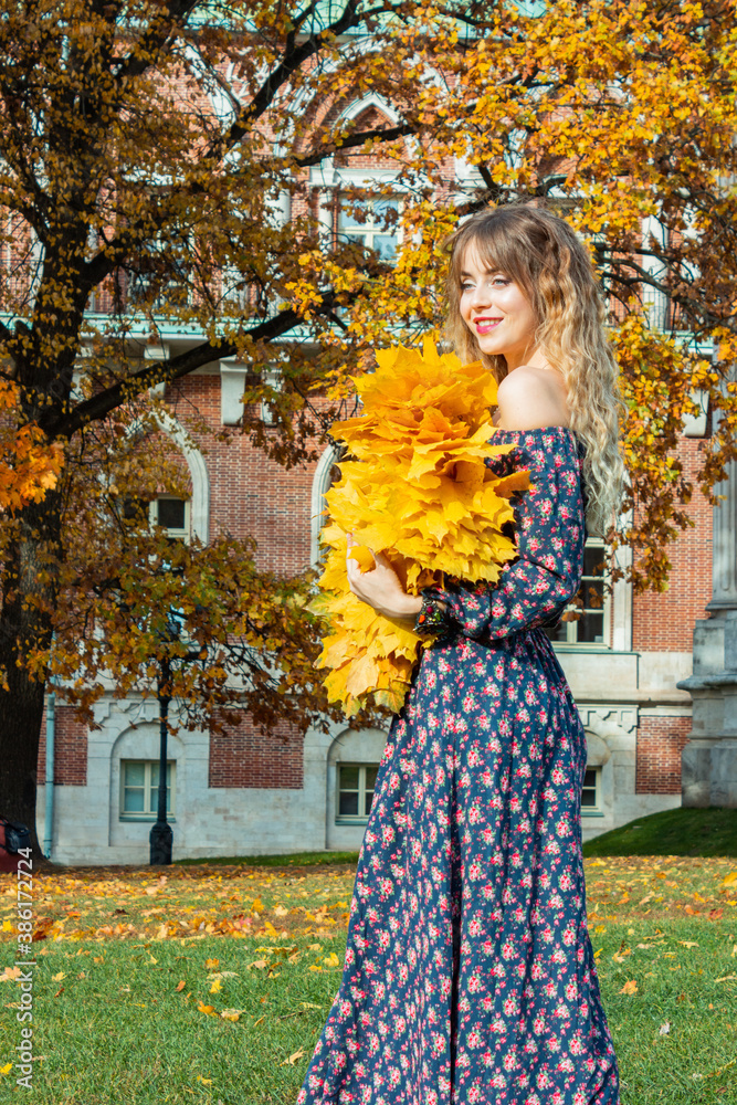Beautiful girl with autumn leaves. October photos of autumn. Beautiful girl with autumn leaves. October photos of autumn.