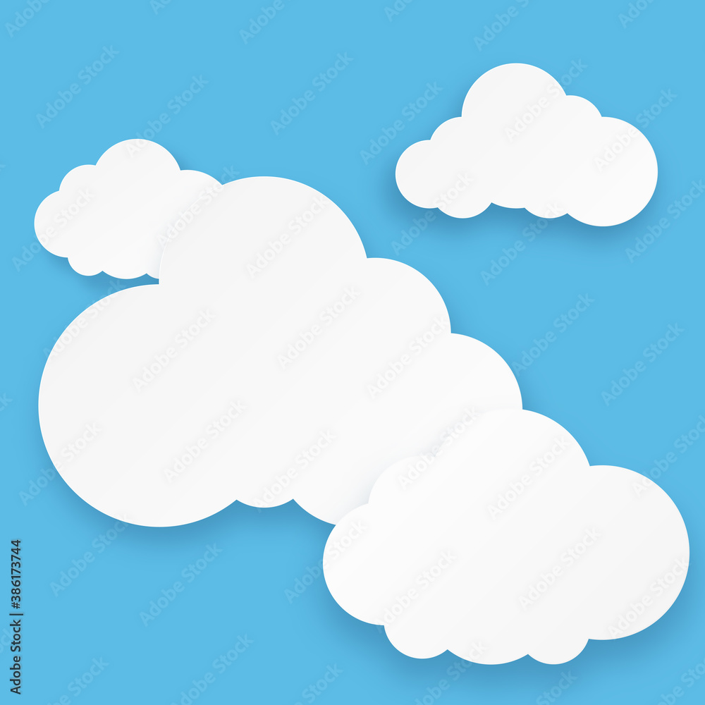 Bank cloud shape for advertising on blue sky background. paper art vector illustration
