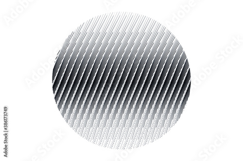Abstract halftone lines circle background, geometric dynamic pattern, vector modern design texture, sign, symbol. © khaladok
