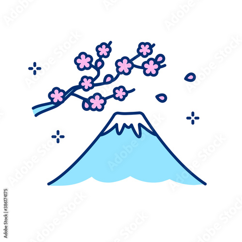 Mount Fuji with sakura blossom