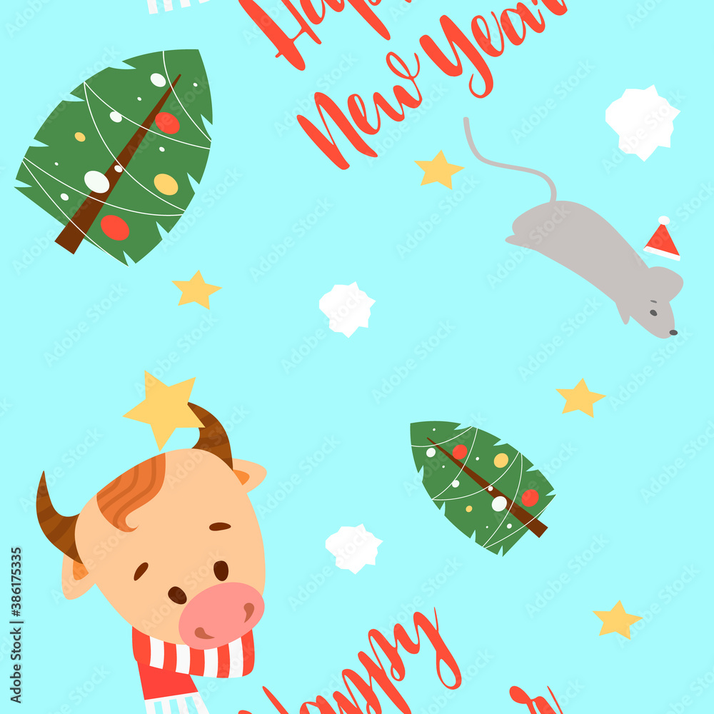christmas pattern bull tree like snow mouse christmas pattern bull tree like snow mouse