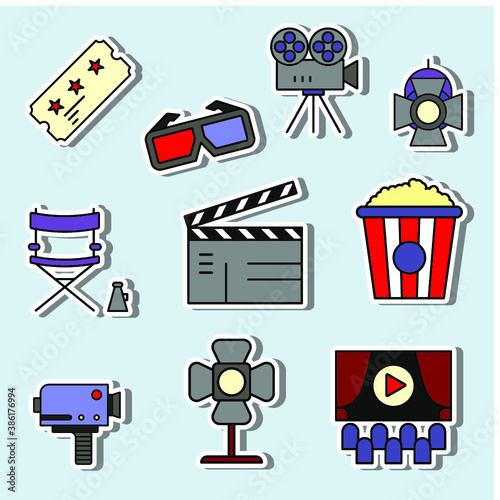 Pack of stickers on the theme of cinema
