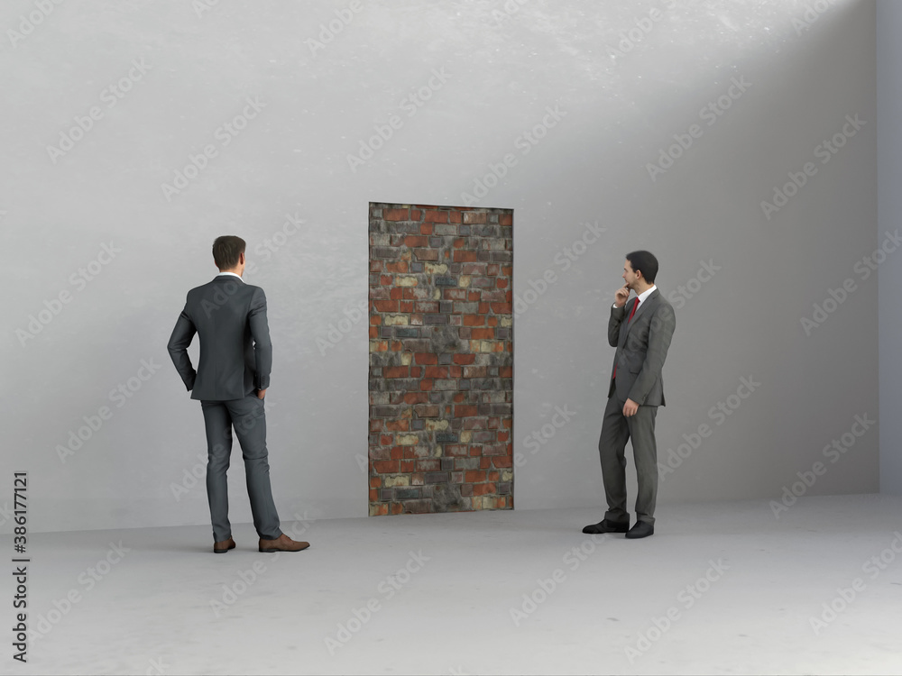 Obraz premium businessmen standing in front of a closed door