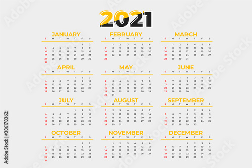 2021 calendar template design .