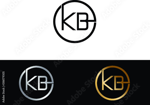 KB Circular Letter Logo with Circle Design and Black red gold color