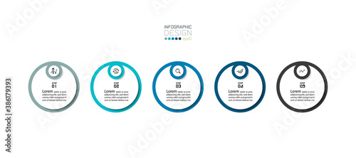 Modern circle design by the vector dividing the display into 5 steps, used for financial reporting business. infographic.