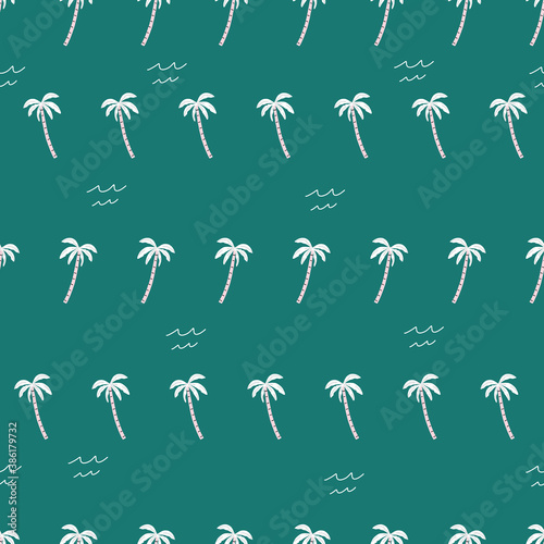 seamless pink and green palm trees pattern. repeating vector beach palm tree pattern.