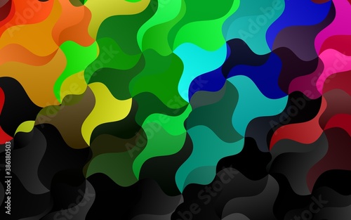 Dark Multicolor, Rainbow vector background with abstract lines.