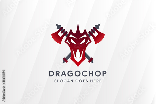 dragon chopper logo template use combination red and grey colors