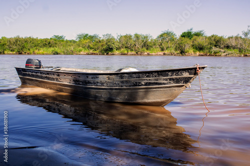 Old boat on the beach in Gualeguay river  Entre Rios