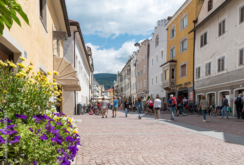 The old town from the city Bruneck in south Tirol with old houses. photo