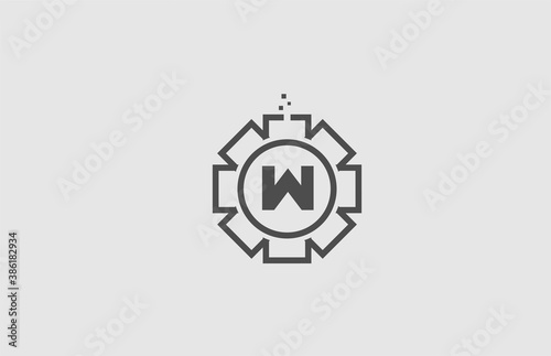 W alphabet letter logo icon in green color. Creative flower design for company and business