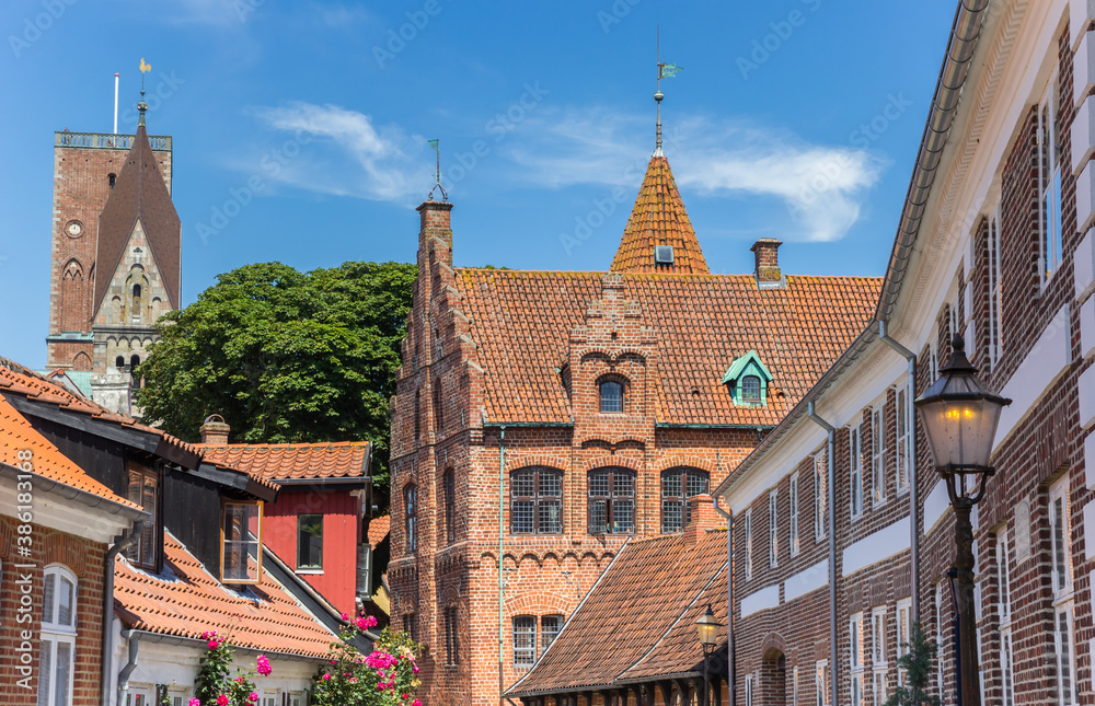 Historic town hall in the old center of Ribe, Denmark Historic town hall in the old center of Ribe, Denmark