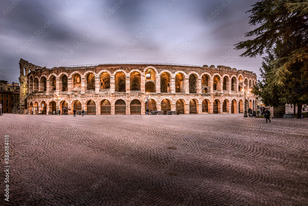The Roman Arena in the city of Verona, Italy